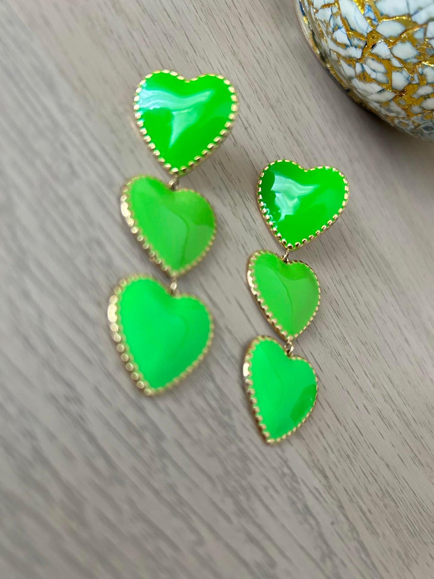 Boucles Coeurs Verts