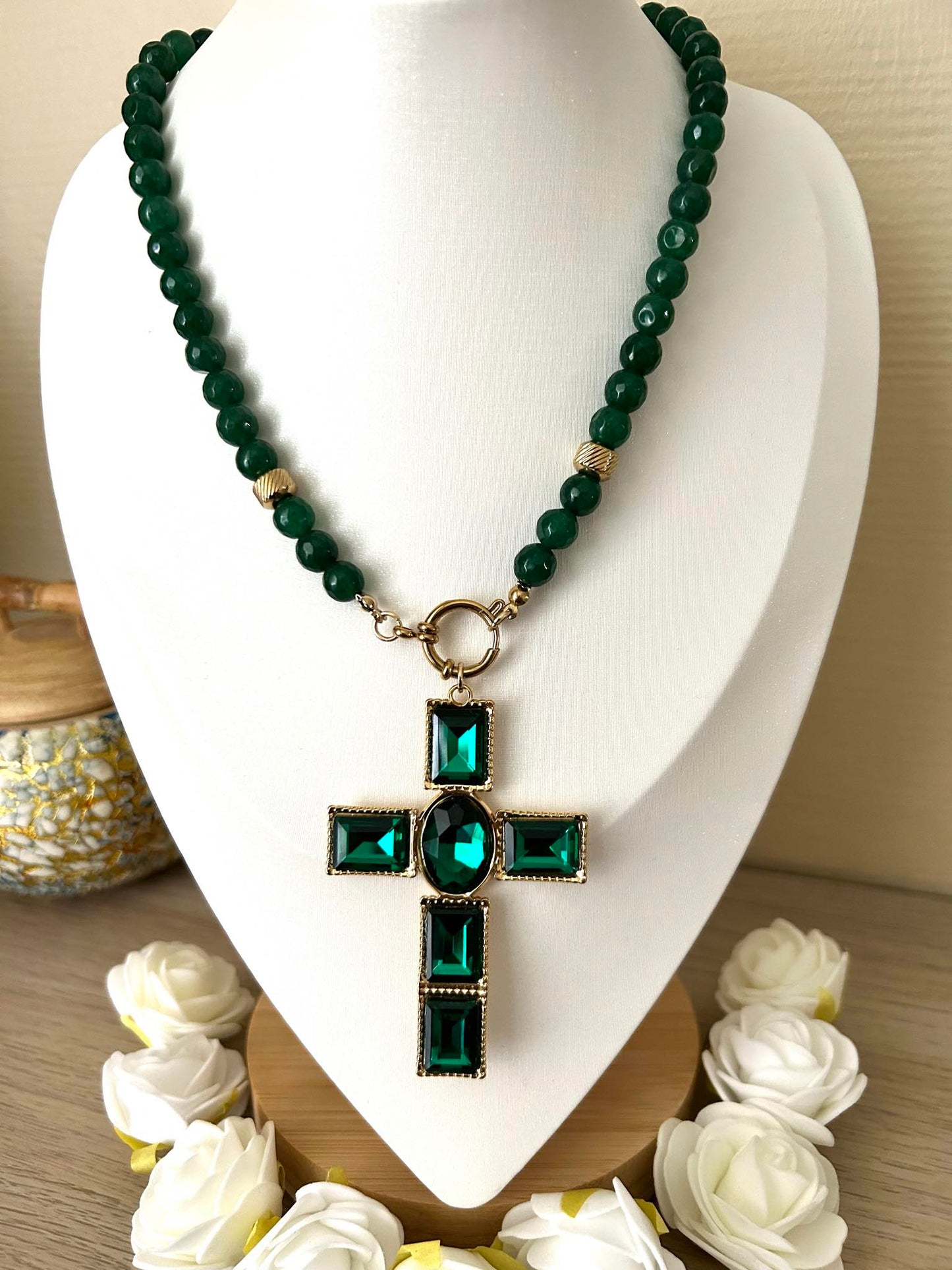 Collier Croix Verte